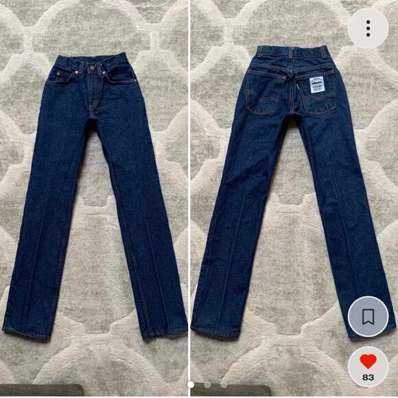 Levis jeans vintage denim deadstock Blue Dark Wash Straight Leg Pants NWOT XXXS - Picture 2 of 4